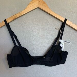 Smoothez by Aerie Size 32C Black Unlined Sheer Underwire Balconette Bra NWT
